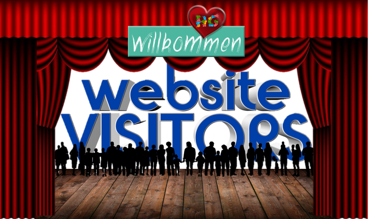 Bühne mit Willkommensgruß als Fotomontage